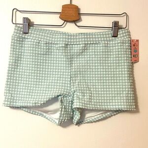NWT Mint Gingham Women's Swim Boy Short Bikini Bottoms